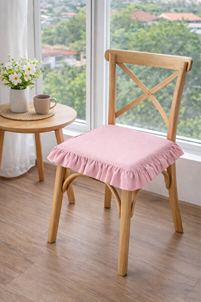 RİTMOHOME Pernă pentru scaun nordic cu volane roz vintage, rustică, boemă, ru...