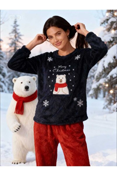 NiCe İç Giyim Set de pijamale pentru femei, cu tematică urs polar, albastru m...