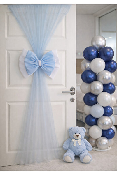 Mutlu Başlangıçlar Hastane Odası Bebek Odası Kapı Süsleme Tülü ve Fiyongu