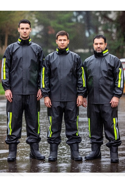 BY SCK Motorcu Yağmurluğu - Esnek Kalın Kumaş - Rüzgar ve Su Geçirmez - Yükse...