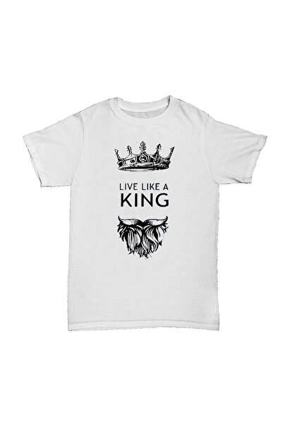 l'eivor Tricou alb pentru bărbați cu imprimeu personalizat „Live Like a King”...