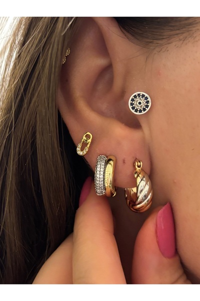 Butik XUping İki Renk Burgu Halka Küpe