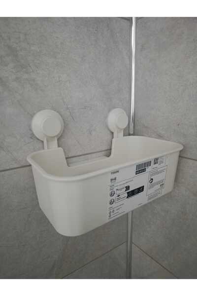 IKEA 28x17x17 Τετράγωνο ράφι μπάνιου - Λευκό καλάθι ντους και ράφι μπάνιου με...