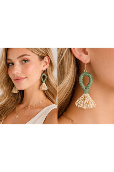 BAGS أقراط دينيس المصنوعة يدويًا بالشرّابات - خاصة بعيد الحب