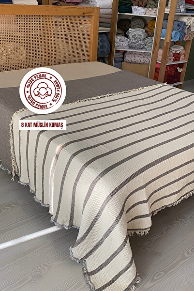 sutra %100 Pamuk 8 Kat Müslin Kumaş Çift Kişilik Yorgan Yatak Örtüsü - 250x28...