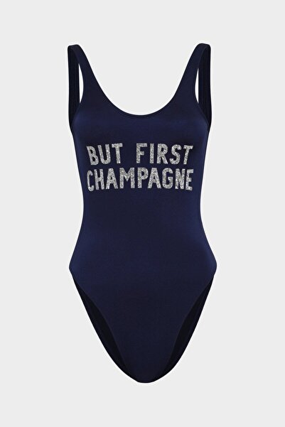 Açelya Okcu But Fırst Champagne Sloganlı Push Up Mayo