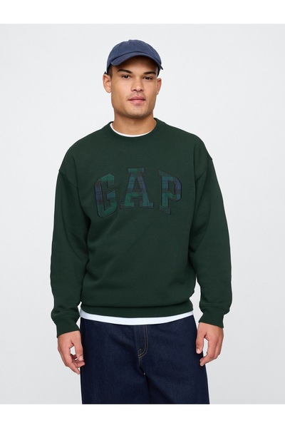 GAP Erkek Koyu Yeşil Logo Relaxed Fleece Sweatshirt