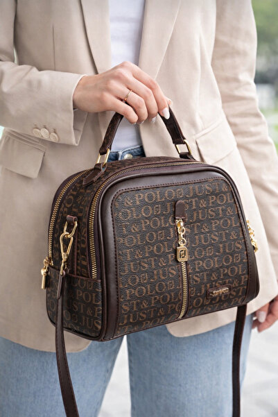 Just Polo Women's Brown Adjustable Strap Hand and Shoulder Bag -Bd2057