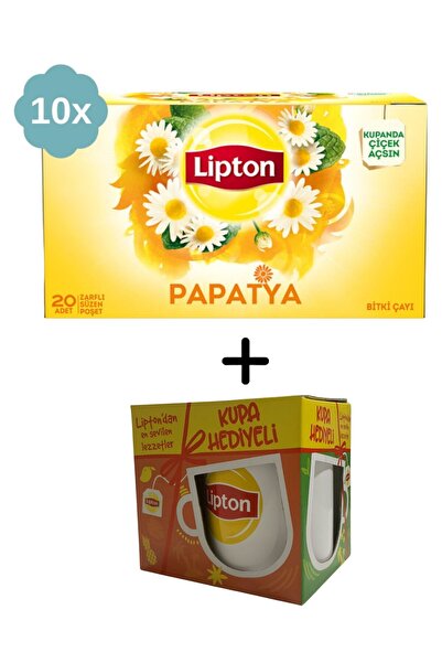 Lipton Papatya Bardak Bitki ve Meyve Çayı x 10 Adet + Hediye Kupa