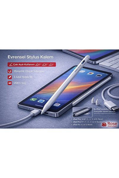 Blue ROSE TEKNOLOJİ UNİVERSAL UYUMLU YEDEK UÇLU TABLET KALEMİ