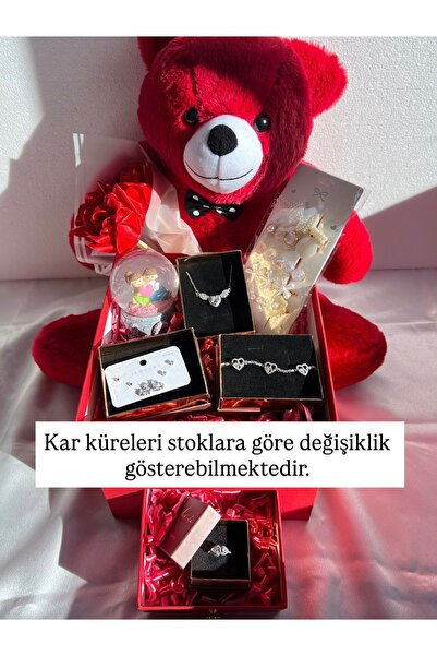 Lavienta Sevgililer Gününe Özel Ayıcıklı (50 cm), Çekmeceli Kırmızı Kutu, Güm...