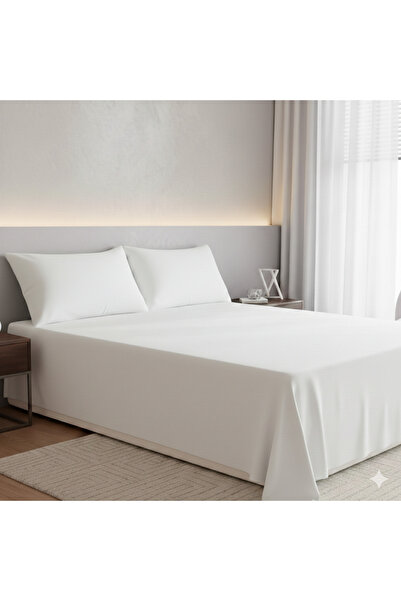 Zarif Home Bed Sheet King Size (Battal Size) - White 240 X 260