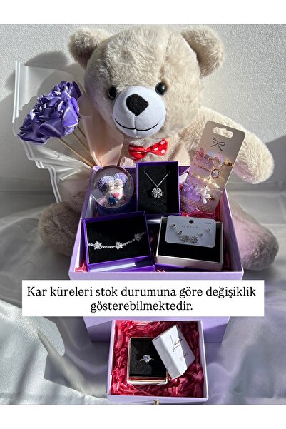 Lavienta Sevgililer Gününe Özel Ayıcıklı (50 cm) , Çekmeceli Lila Kutu