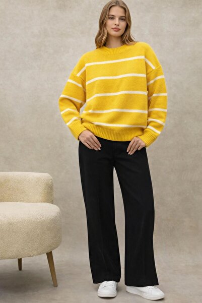 TOFAN TRİKO Oversize Sweater with Stitch Detail