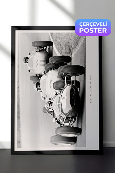 Postifull Grand Prix vintage slika u ramu, crni okvir i poster, zidna slika C...
