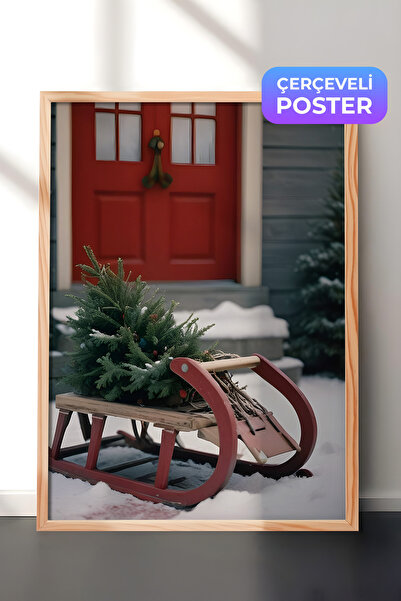 Postifull Slika u drvenom okviru, novogodišnji poster, novogodišnja dekoracij...