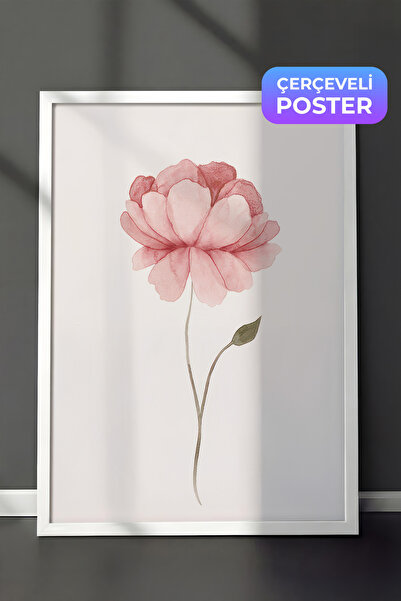 Postifull Watercolour Peony Çerçeveli Tablo, Beyaz Çerçeve ve Poster, Duvar T...