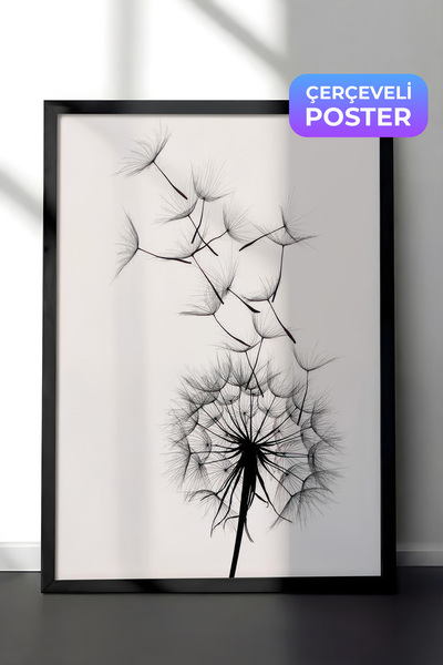 Postifull Dandelion wish Çerçeveli Tablo, Siyah Çerçeve ve Poster, Duvar Tabl...