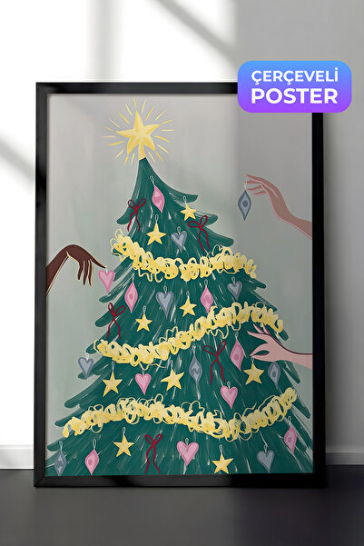 Postifull Slika u crnom okviru, uokviren novogodišnji poster, novogodišnja de...