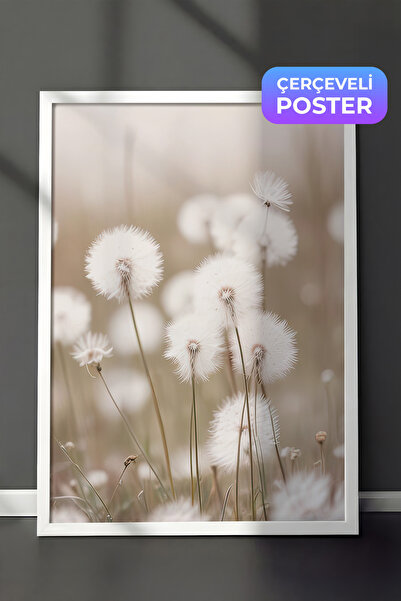 Postifull Cottongrass Çerçeveli Tablo, Beyaz Çerçeve ve Poster, Dikey Duvar T...