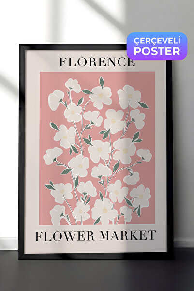 Postifull Flower Market Çerçeveli Tablo, Siyah Çerçeve ve Poster, Dikey Duvar...