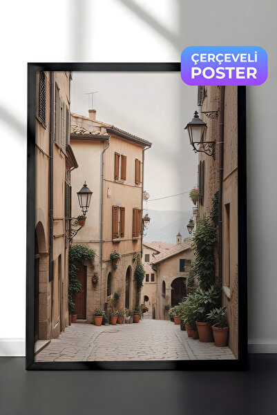 Postifull Slika u ramu Stari grad Italije, crni okvir i poster, serija zidnih...