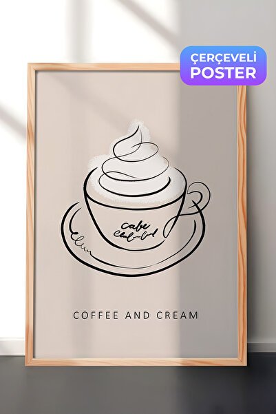 Postifull Slika u ramu sa kafom i kremom, drveni okvir i poster, zidna slika ...