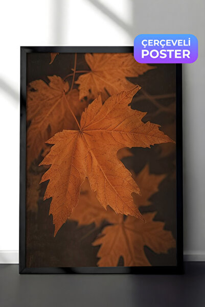 Postifull Slika u užinom kadru sa lišćem, crni okvir i poster, vertikalna zid...