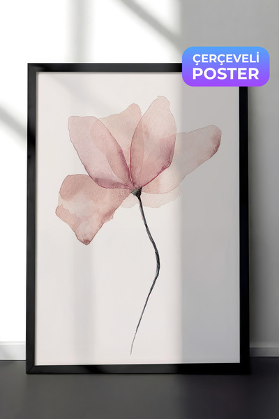 Postifull Watercolour Flower  Çerçeveli Tablo, Siyah Çerçeve ve Poster, Duvar...