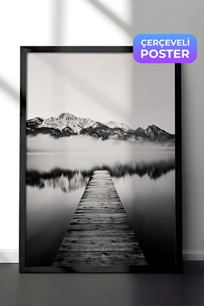 Postifull Dok na jezeru, uokvirena slika, crni okvir i poster, zidna slika iz...