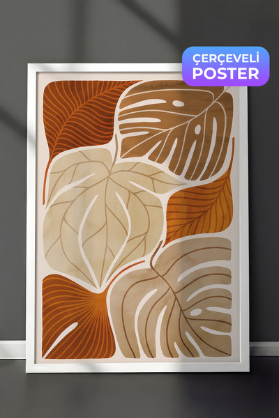 Postifull Slika uokvirena toplim lišćem, beli okvir i poster, vertikalna zidn...