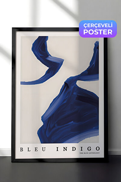 Postifull Siyah Çerçeveli Tablo, Poster ve Çerçeve Seti, Indigo Abstract Comf...