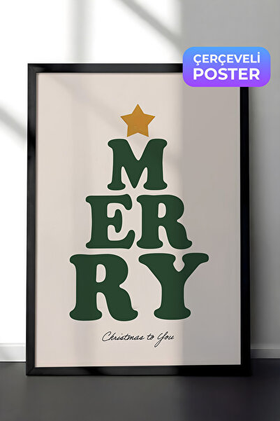 Postifull Slika u crnom okviru, uokviren novogodišnji poster, novogodišnja de...