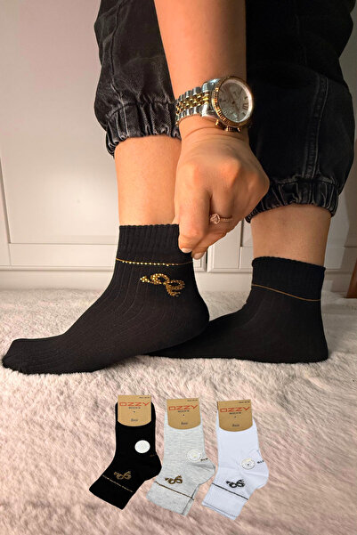 Ozzy Socks 3 perechi de șosete de damă cu detalii din piatră, fără cusături ș...