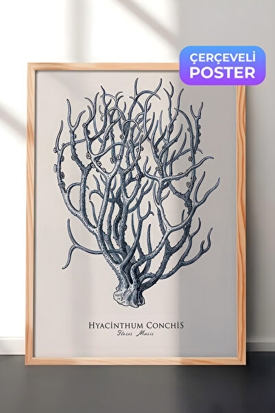 Postifull Slika u plavom koralnom okviru, drveni okvir i poster, vertikalna z...