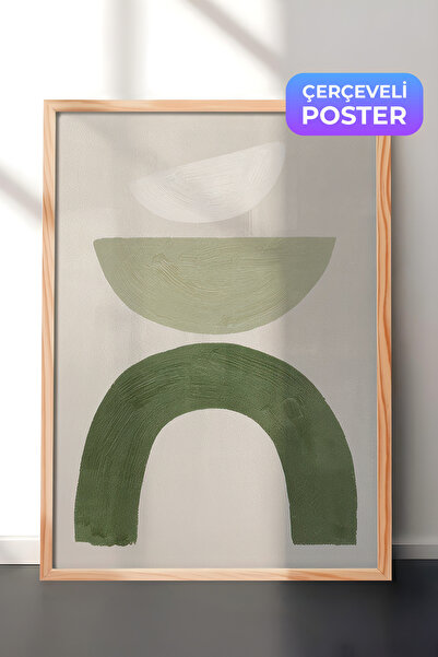 Postifull Zelene grafičke forme br. 2 uokvirena slika, vertikalna zidna slika...