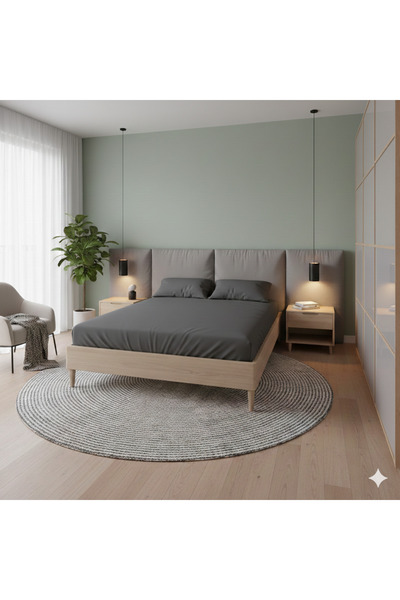 Zarif Home Комплект простирадл з натуральної бавовни з гумкою - (антрацит) 20...