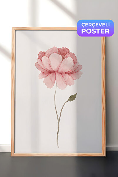 Postifull Slika u akvarelu sa božurom u ramu, drveni okvir i poster, zidna sl...