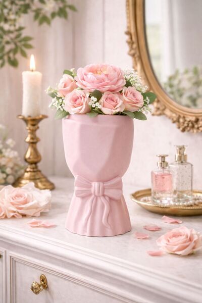 rufhomedesign İskandinav Tarzı Büyük Buket Fiyonklu Vazo 20*10*10 cm Bohem Pi...