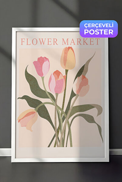 Postifull Amsterdam Flower Market Çerçeveli Tablo, Dikey Duvar Tablosu Comfor...