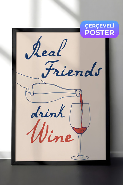 Postifull Siyah Çerçeveli Tablo, Poster ve Çerçeve Seti, Real Friends Bring W...