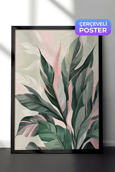 Postifull Acrylic Plant Çerçeveli Tablo, Siyah Çerçeve ve Poster, Dikey Duvar...