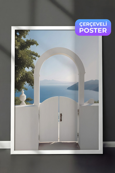 Postifull Mediteranski portal, uokvirena slika, vertikalna zidna slika, serij...