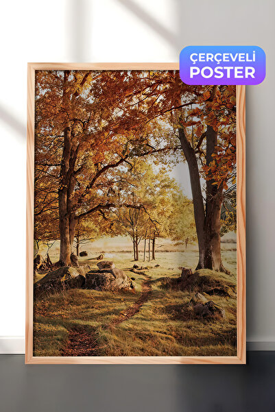 Warm Grove Canvas Framed Table, Wooden Frame and Poster, Wall Table Comfort Series NO:108354