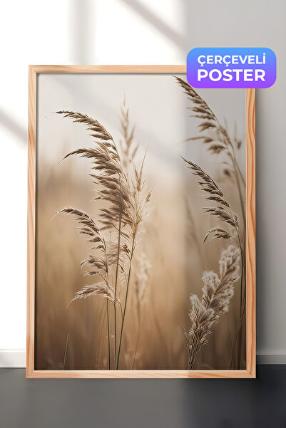Postifull Sunlight Reed Çerçeveli Tablo, Ahşap Çerçeve ve Poster, Dikey Duvar...