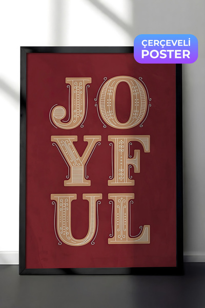 Postifull Siyah Çerçeveli Tablo, Çerçeveli Yılbaşı Poster, Yılbaşı Dekoru,Joy...