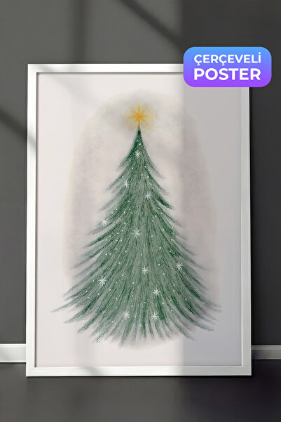 Postifull Slika u belom okviru, uokviren božićni poster, svetlucava božićna j...