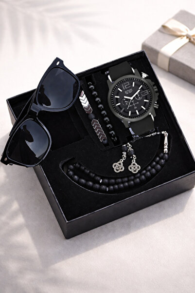 wesscollection Su Geçirmez Erkek Kol Saat Gözlük Tesbih ve Bileklik set