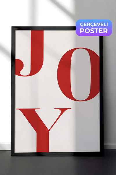 Postifull Radost u crvenoj novogodišnjoj sliki, crni okvir i poster, vertikal...