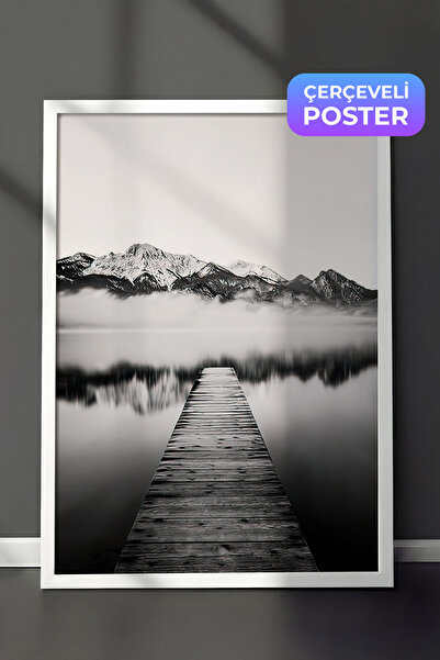 Postifull Dok na jezeru, slika u ramu, beli okvir i poster, zidna slika serij...